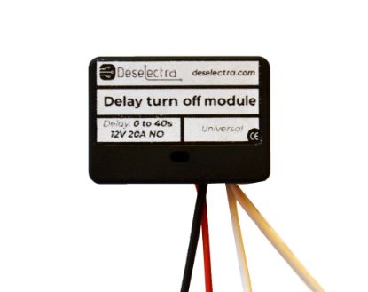 Imagen de Relé temporizador para coche en caja, Delay OFF 0–40/90 seg, 12V 20A, universal